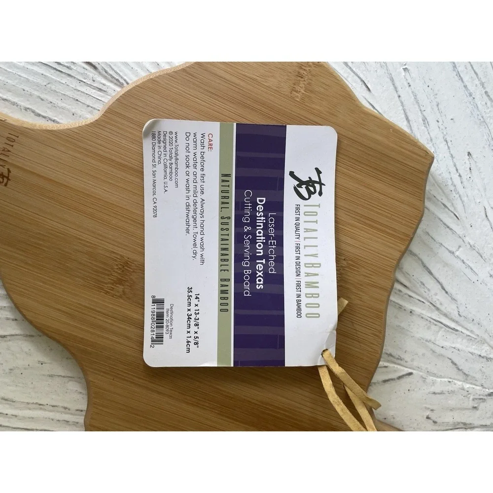 NWT Totally Bamboo Destination Texas State Shaped Cutting Board  New